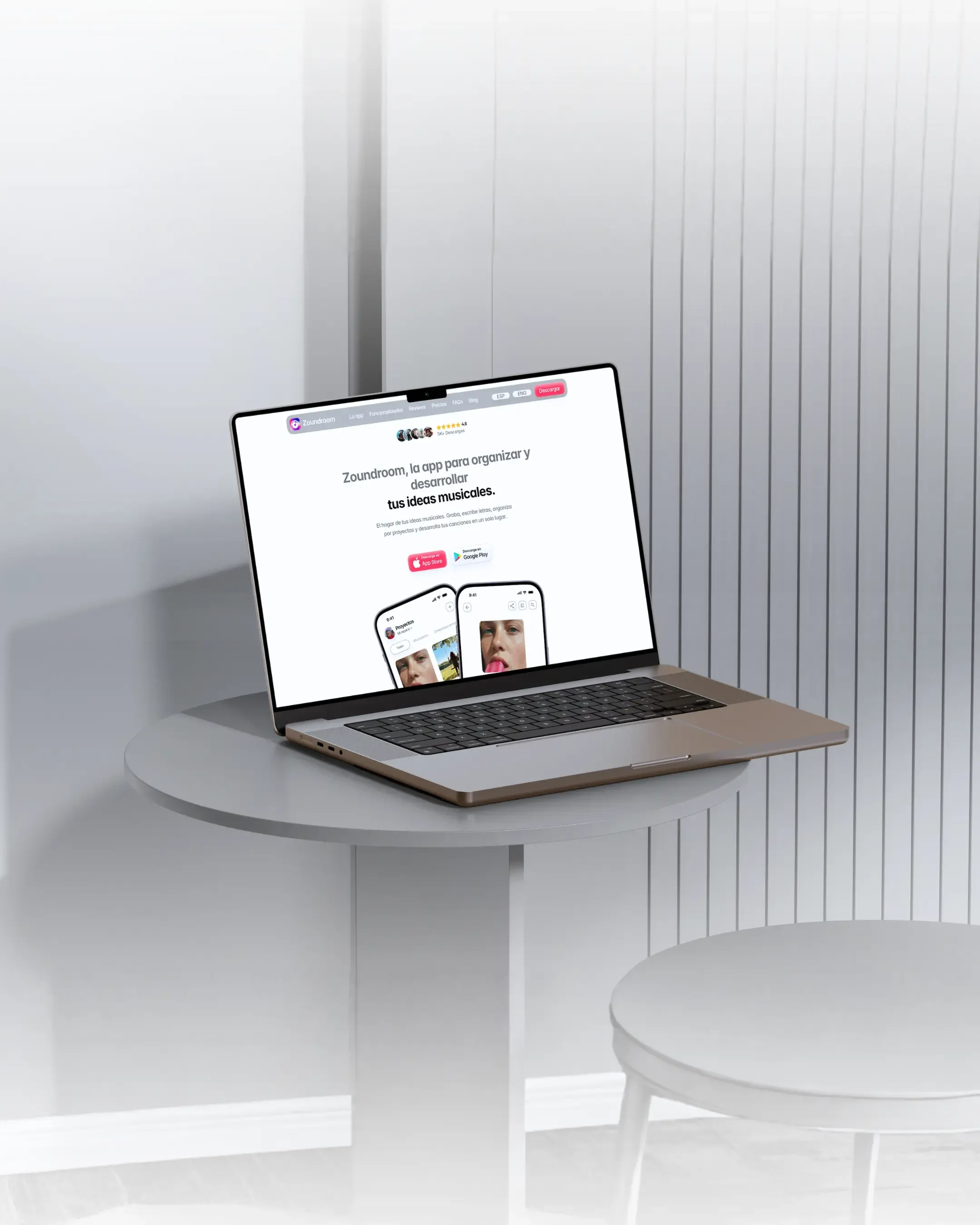 Zoundroom website on a laptop on a table